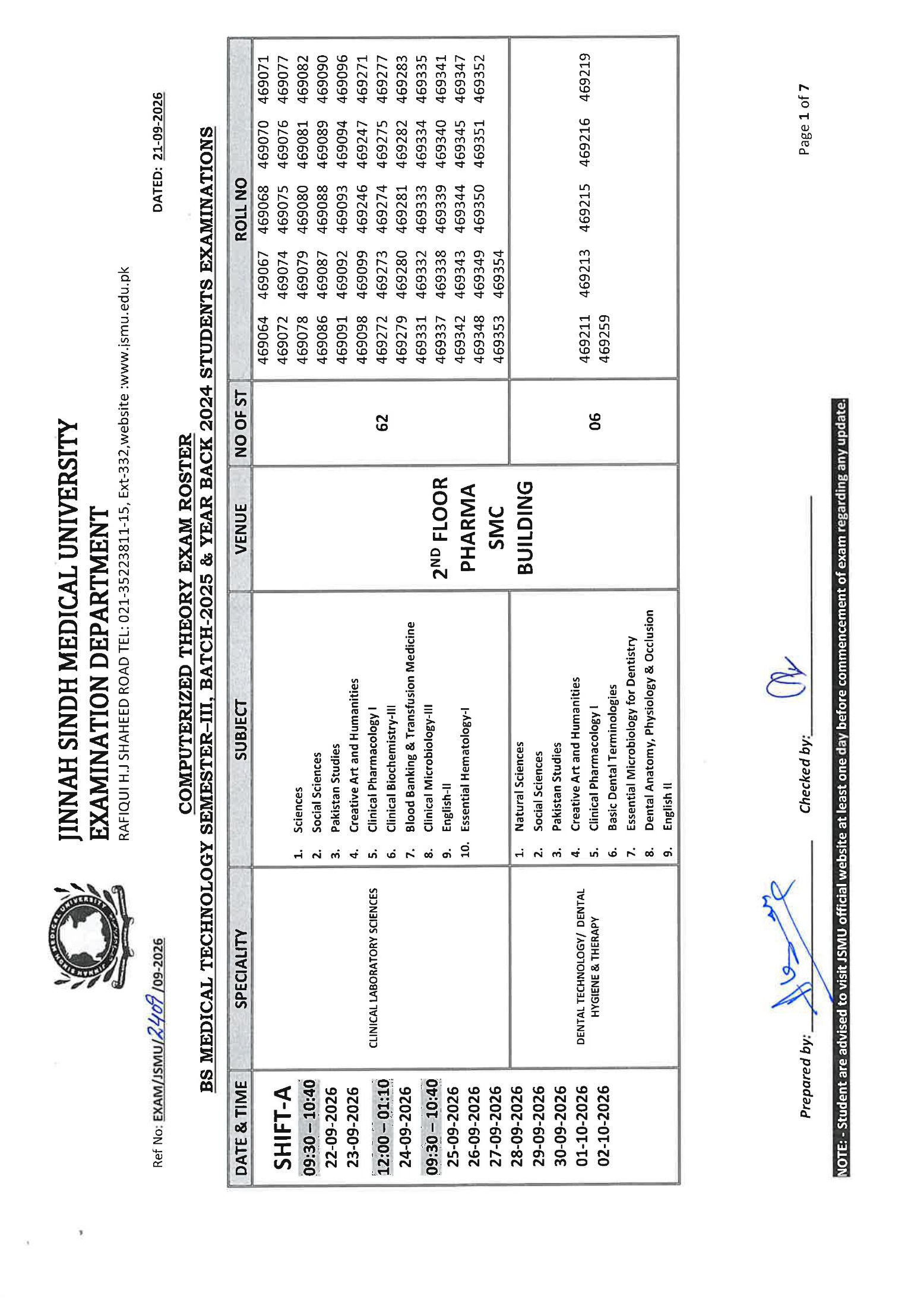 JSMU Exam Schedule for BSMT Program 2026 Announced JSMU Exam Schedule for BSMT Program 2026 Announced