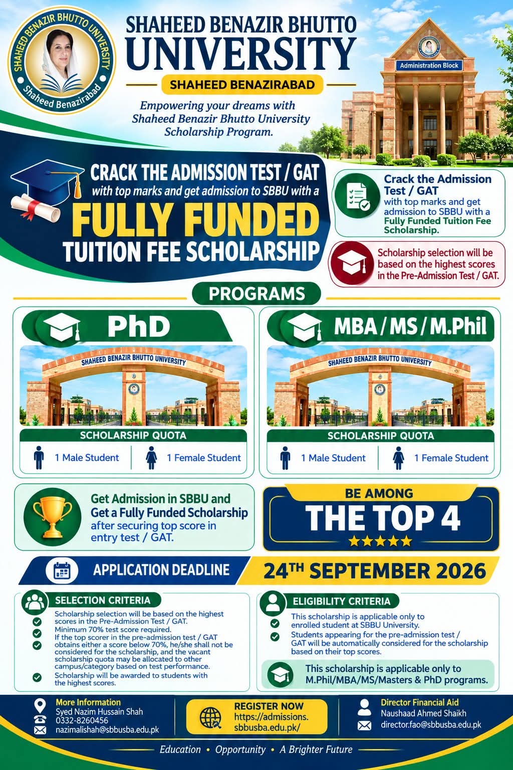 SBBU Fully Funded Scholarships 2026 Announced SBBU Fully Funded Scholarships 2026 Announced